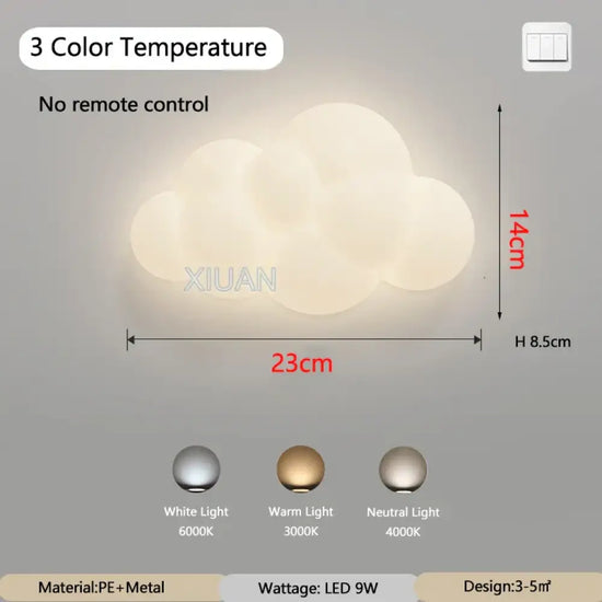 Voici Le Nouveau Titre En 6 Mots: Applique Murale Nuage Lumineux Coloré 3 Couleurs De Lumières